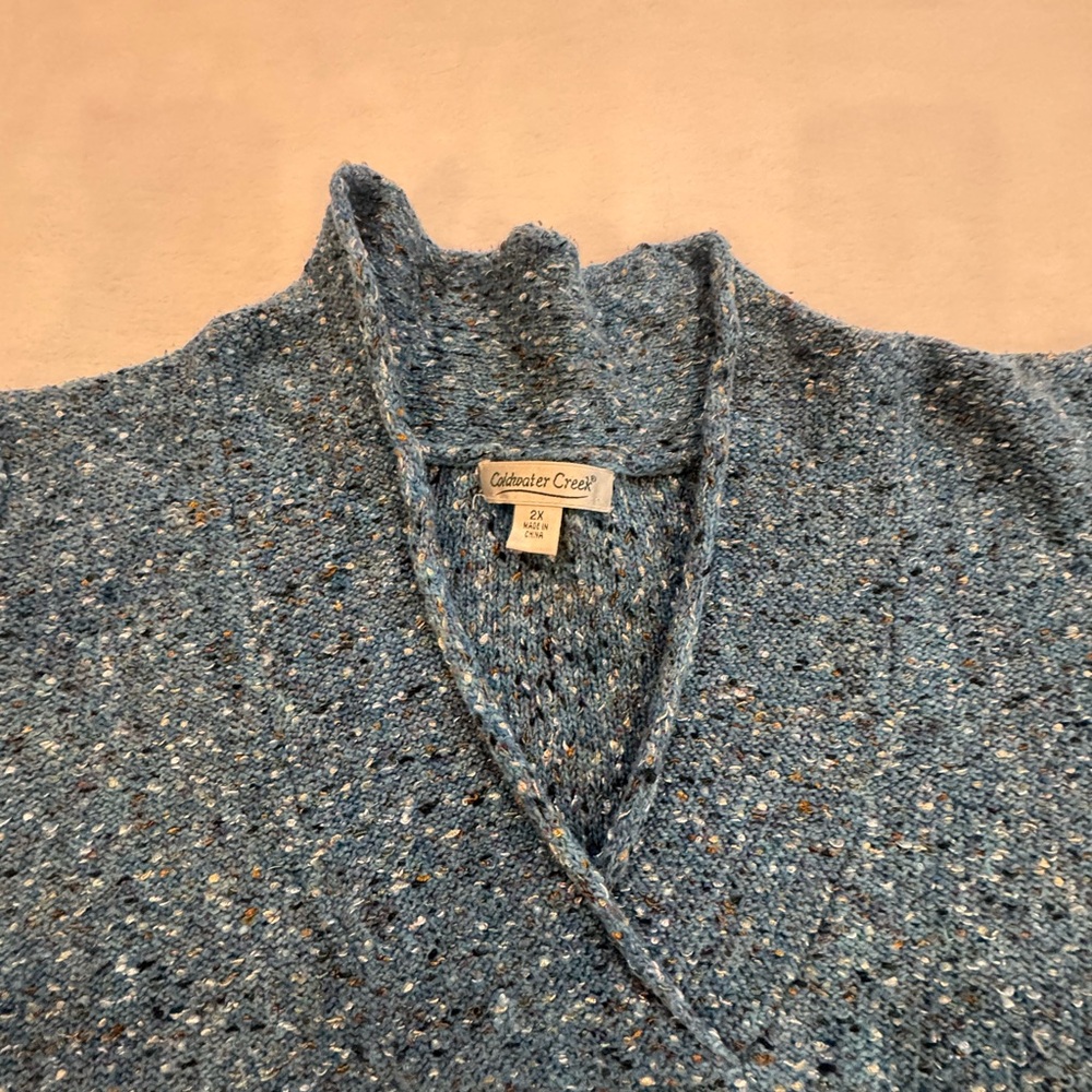 Coldwater Creek Speckled Blue Cowl Neck Sweater